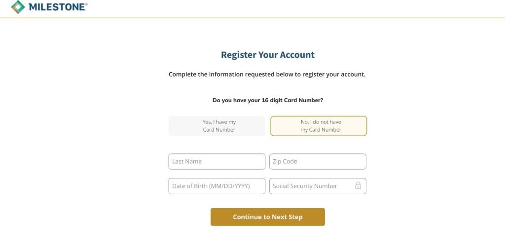 MyMilestoneCard Registration Process